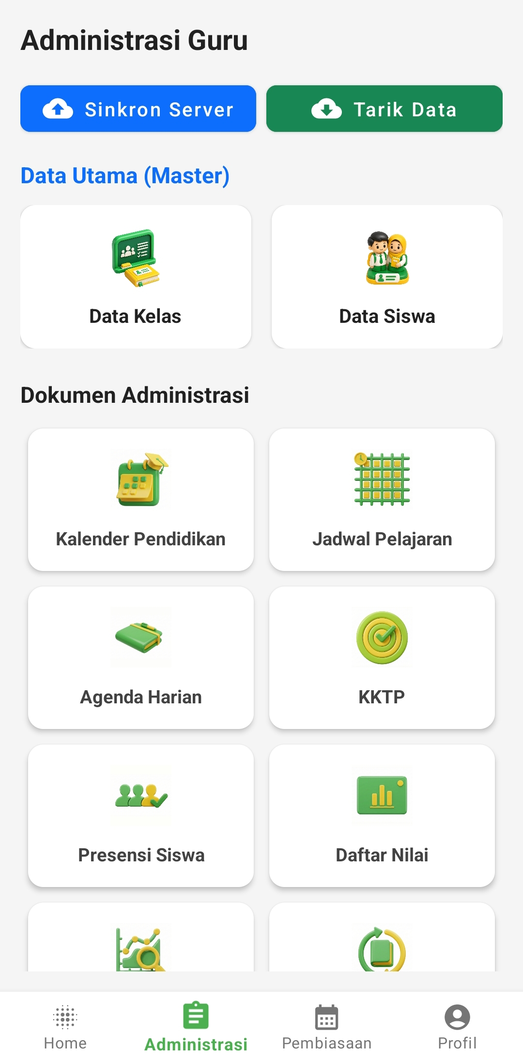 Tampilan Administrasi